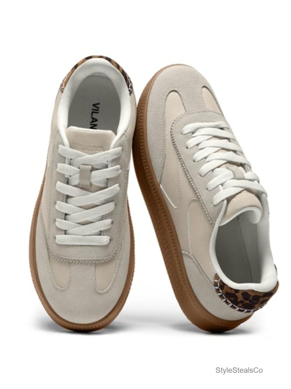 Women's Fashion Sneakers Genuine Suede Retro Gum Sole Lace-Up Casual Tennis